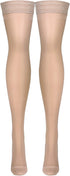 Truform Women's Thigh High Compression Stockings, 15-20 mmHg, 20 Denier, Large, Nude
