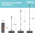 Floor Scrub Brush with Long Handle, Household Cleaning Brush with Right Angled Bristle & Scraper, 360° Swivel Heads