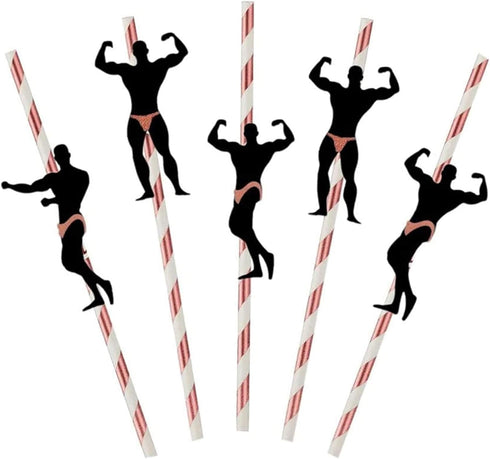 Bachelorette Naughty Straws - 24pcs Stripper Pole Dancer Paper Straws for Hens Girls Night Decoration