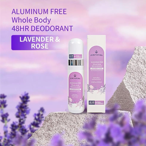 Whole Body Deodorant Spray: Natural Ingredients, Aluminum Free, 48HR Protection, 4.05 Fl Oz (Lavender & Rose)