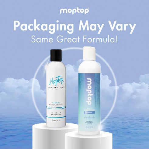 MopTop Daily Curly Hair Conditioner - 8 oz Bamboo, Moisturizer for Dry, Damaged Hair & Frizz Reduction
