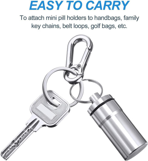 Hotop 14 Pieces Portable Pill Holder Keychain - Waterproof Aluminum Mini Tablet Container for Outdoor Use