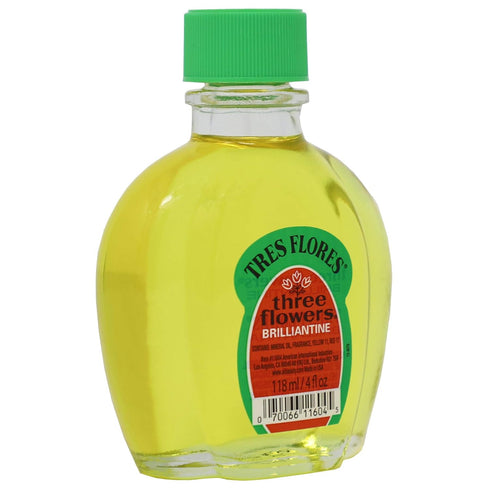 Three Flowers Brilliantine Men Hair Styling Oil, Anti-Frizz, 2-Pack of 4 FL Oz Bottles