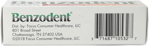 Benzodent Dental Pain Relieving Cream for Dentures and Braces, 0.25 oz tube (Pack of 3)