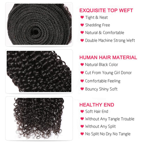 Kinky Curly Bundle Human Hair 8A Unprocessed Virgin Remy Kinky Curly Hair (1 Bundle, 100g, Natural Color, 12")