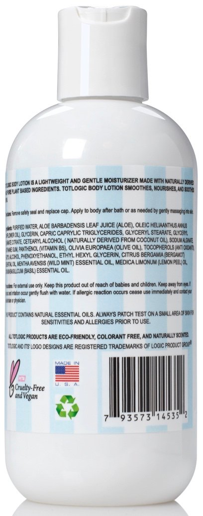 TotLogic Kids and Baby Safe Gentle Body Lotion - 8 oz Original - Plant Based Formula with Essential Oils
