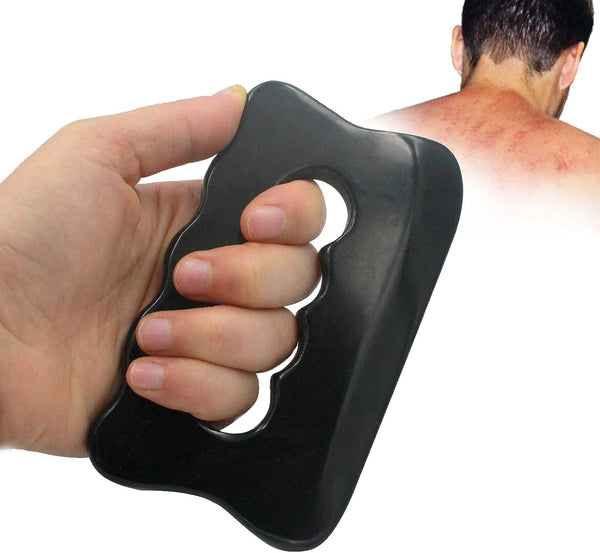 Gua Sha Massage Tool - Bian Stone for Soft Tissue Scraping, Used for Back, Legs, Arms, Neck, Shoulder (Black)