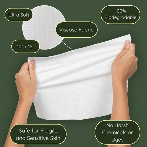 Clean Facial Towels for Sensitive Skin, 100% Biobased, Ultra Soft, Makeup Remover Dry Wipes, 50 Count