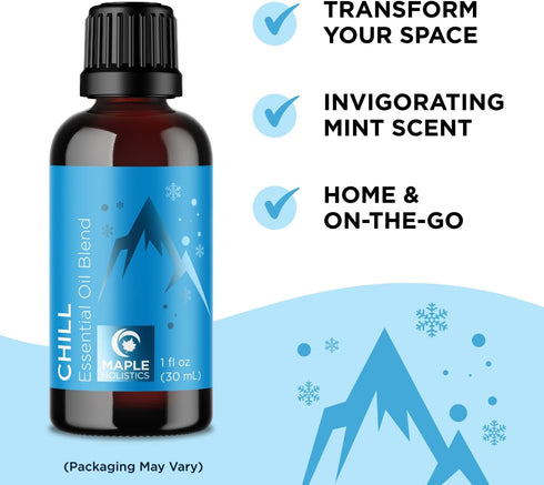 Set Maple Holistics Essential Oils - Day and Night Essential Oil Blends for Diffuser with Protect Defend and Chill