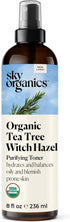 Sky Organics Organic Tea Tree & Witch Hazel for Face - Purifying Facial Toner to Hydrate, Soothe, Cleanse and Balance