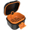ARGOMAX Leak Proof Denture Bath Cup, Portable Soaking Box with Strainer for Dentures and Braces (Black + Orange)