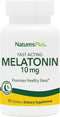 Natures Plus Melatonin 10 mg - 90 Fast-Acting Tablets - Vegan, Gluten-Free - Promotes Healthy Sleep - 90 Servings