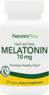 Natures Plus Melatonin 10 mg - 90 Fast-Acting Tablets - Vegan, Gluten-Free - Promotes Healthy Sleep - 90 Servings