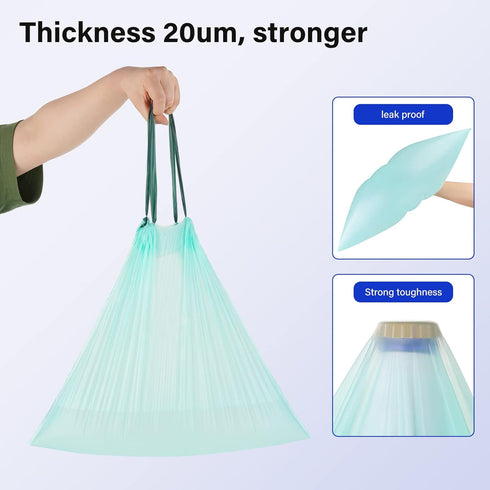 4 Gallon Compostable Trash Bags, 100% Biodegradable Drawstring Small Trash Bags for Kitchen Bathroom Office