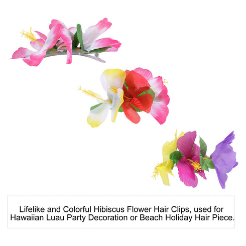 Lawie 14 Pack Artificial Large Silk Tropical Hibiscus Flower Hair Clips Barrettes for Women