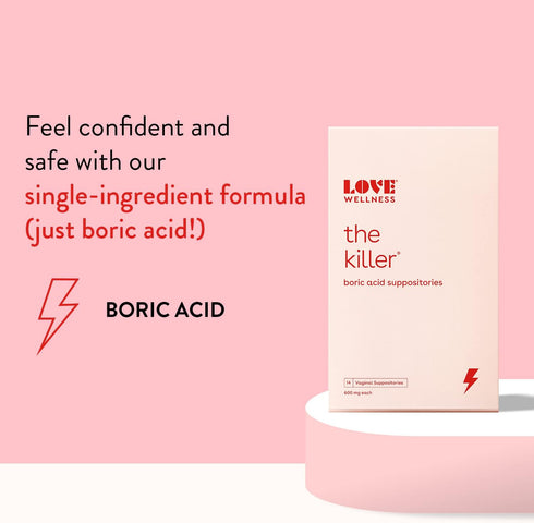 Love Wellness Boric Acid Suppositories for Women, Vaginal Suppository for Healthy pH Balance & Odor Control