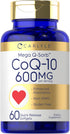 Carlyle CoQ10 600 mg | Mega Q-Sorb Coenzyme Q-10 | 60 Softgels | Non-GMO, Gluten Free with Black Pepper Extract
