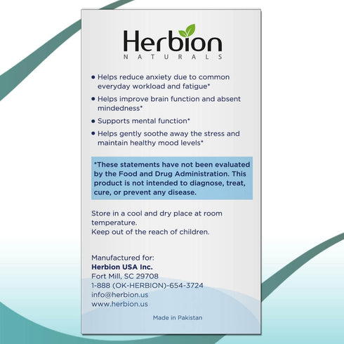 Herbion Naturals Memory Support Capsules, 60 Vegicaps, Improves Brain Function, Soothes Stress & Mood