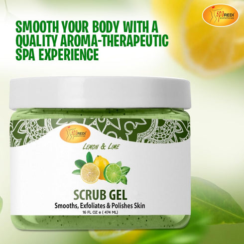 SPA REDI Exfoliating Scrub Pumice Gel - Lemon & Lime, 16 Oz for Manicure, Pedicure, and Body Exfoliation
