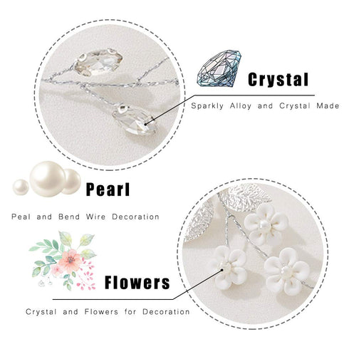 JAKAWIN Bride Flower Wedding Hair Vine, Leaf Hair Piece, Pearl Bridal Headpiece for Women and Girls
