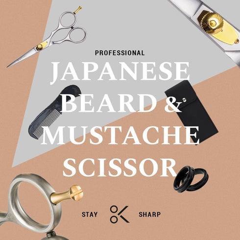 Ontaki Premium Hand-Forged Mustache & Beard Scissors, 5.5" Japanese Steel Barber Shears for Grooming