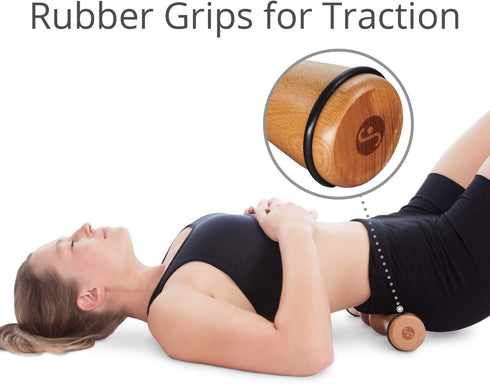 Body Back Wood Back Roller - Spine Stretcher & Aligner for Back Pain Relief and Muscle Recovery