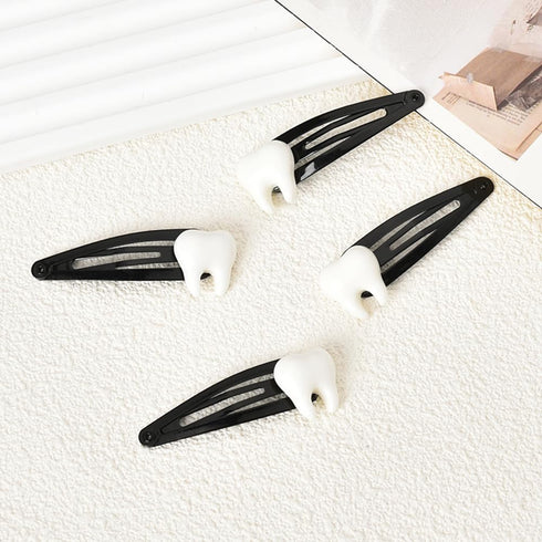 Tooth Shaped Hair Clips Goth Gothic Halloween Hair Accessories for Women Girls Teeth Bone Y2K Hair Snap Clips Barrettes Halloween Party Costumes Accessories for Dentist Hair Decorations Headpiece
