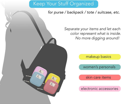 4pcs Cute Small Travel Sanitary Holder, Waterproof Cosmetic Jewelry Bags for Women, Multicolor Makeup Organizers