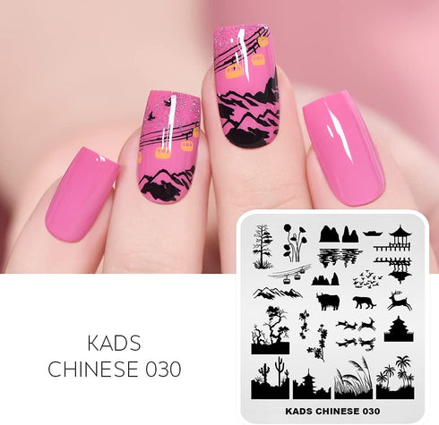 Nail Stamping Plate, Stainless Steel Template for Landscape Image Transfer in Manicure Design