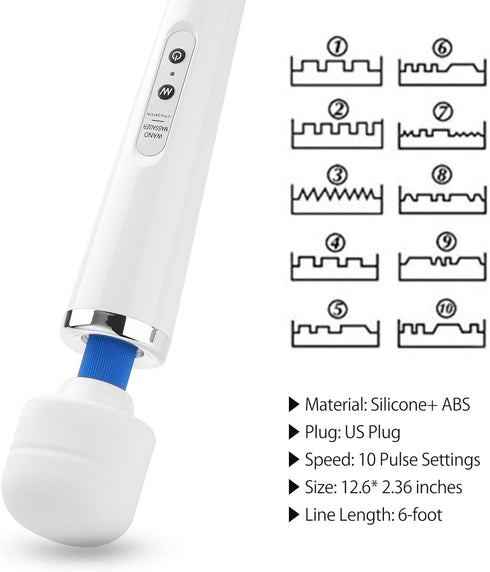 Wired Powerful Massager with Strong Handheld Vibration Wand for Women - Personal Total Body Back Massager for Sports