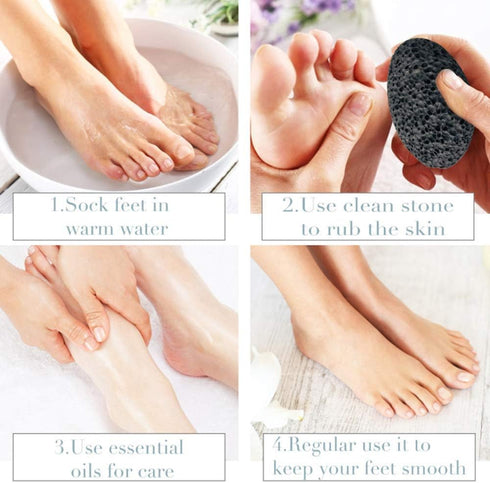 Pumice Stone for Foot Care, Natural Black Lava Exfoliating Rock for Pedicure, Skin Scrubber