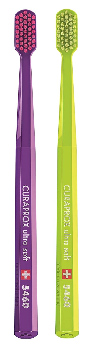 Curaprox CS 5460 Extra-Soft Toothbrushes for Adults, Sensitive-Gum-Safe Pack of 2 with Ultra-Fine Filaments