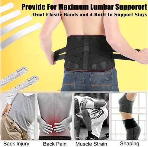 Lower Back Braces for Back Pain Relief - Compression Belt for Men & Women - Lumbar Support Waist Backbrace for Herniated Disc, Sciatica, Scoliosis - Breathable Mesh Design, Adjustable Straps(M, Black)