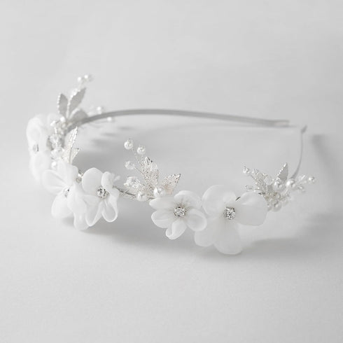 SWEETV Silver Flower Girl Headpiece for Wedding, Communion Headband for Girls, Princess Crystal Hair Accessories