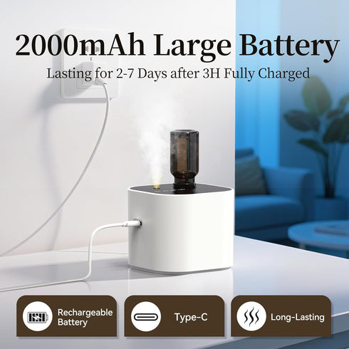 Operated,3 10ml Waterless Essential Oil Diffuser,Portable Scent Diffuser with Battery Mist Modes,Fast Charging,Mini
