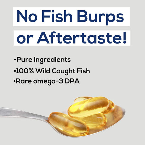 Wild Foods Omega 3 Fish Oil Supplement, 120 Capsules (1 pk), Wild Caught, Burpless, Odorless, Non-GMO, Triple Strength