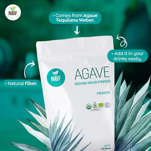 NBF Organic Agave Inulin Powder (16 Oz) - Gluten-Free Digestive Fiber for Gut Health, Keto & Kosher