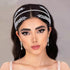 JHOO Bridal Headband Wedding Hair Accessories Rhinestone Wheat Spike Double Layer Handmade (Silver)