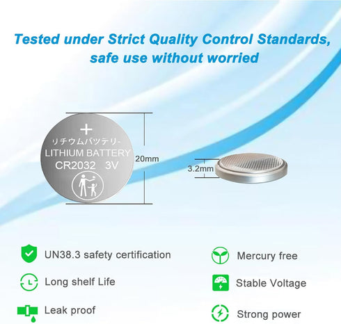 Yukrilt CR2032 2032 3v (20-Pack) Batteries Lithium Coin & Button Cell Battery, Long-Lasting & High Capacity