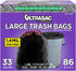 Ultrasac Black Large Heavy Duty Drawstring Trash Bags, 33 Gallon, 1.4 MIL, Pack of 86, for Home, Commercial