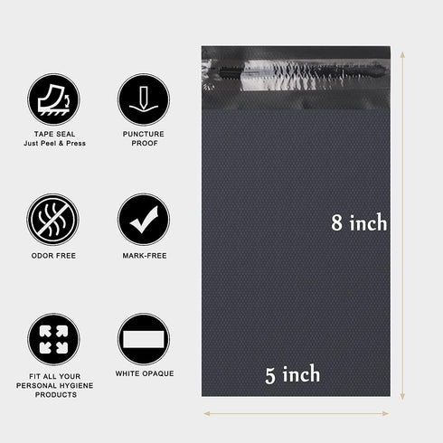 Sanitary Napkin Disposal Bags, 200pcs Grey Opaque Bags and 2pcs Pink Storage Bags for Feminine Personal Disposal