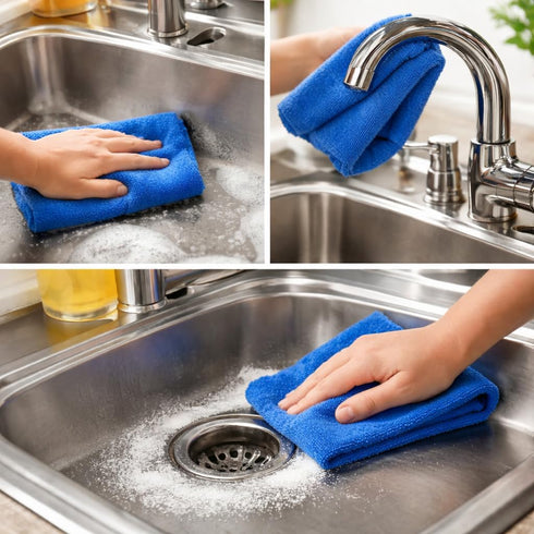 MOOCHI Multi-Purpose Surface Cleaner Spray with Free Heavy Duty Microfiber Cleaning Cloth, Kitchen Bathroom Glass Sink