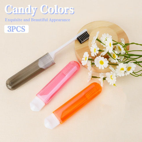Travel Toothbrush Set, 3PCS Mini Soft Portable Toothbrush with Cover, Individually Wrapped for Camping Home