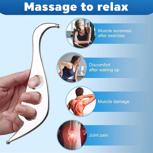 Houseen Stainless Steel Gua Sha Muscle Scraper Tool, Physical Tools, Guasha Massage Scraper, Skin Scraping Tool, Soft