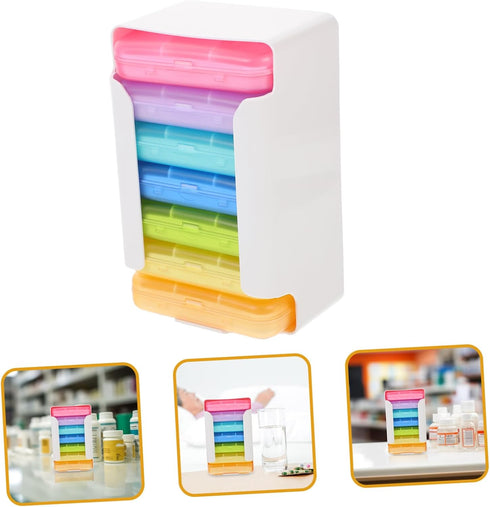 Portable Weekly Pill Organizer with Magnet Lock for Travel