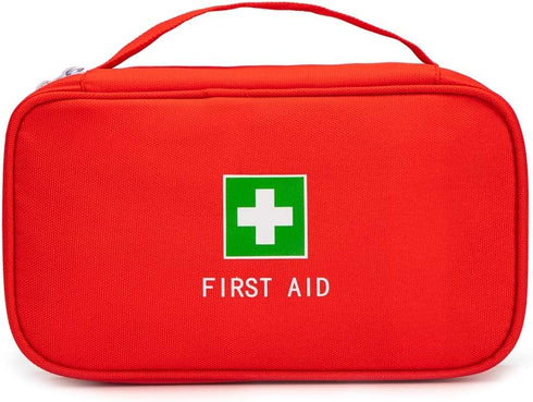 Red First Aid Bag, Empty Travel Rescue Pouch for Medicine Storage, Emergency Bag for Car Home Office