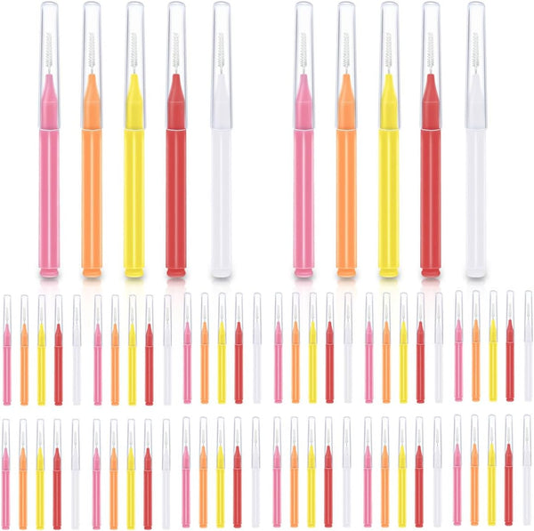 75 Pieces Braces Brush for Dental Tooth Flossing, Interdental Cleaning Tool in 5 Colors