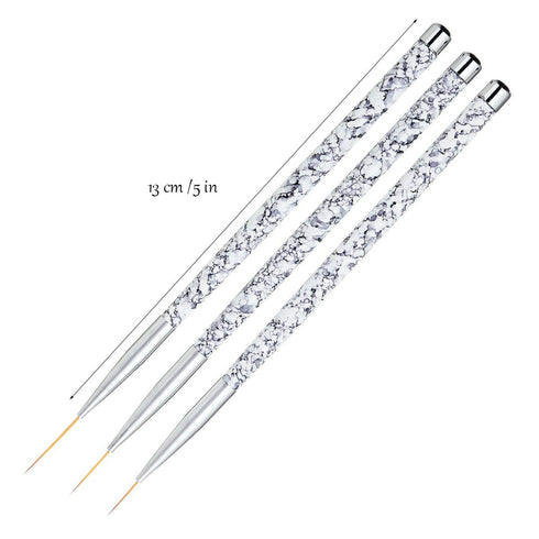 Tbestmax Professional Fine Nail Art Liner Brush, 3 pcs UV Gel Painting Acrylic Nail Brushes for Short Strokes and