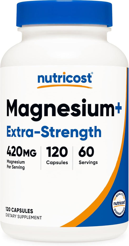 Nutricost Magnesium+ Extra Strength 420mg, 120 Capsules, Non-GMO, Gluten Free, Vegan Friendly