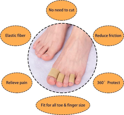 YEAJOIN 42PCS Hammer (5 Toe Sleeve Protectors Toe Cushion Tube Soft Gel Corn Pads Protectors, Toe Spacers for Bunion
